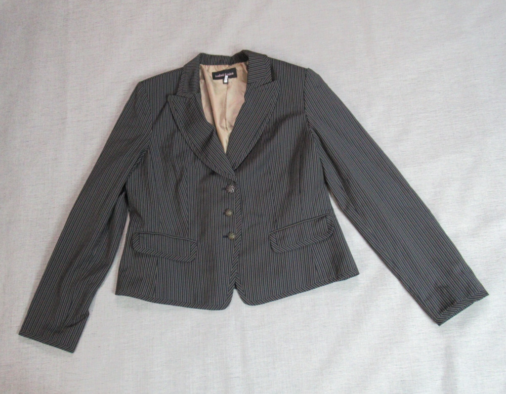 Isabel & Nina Blazer Womens Size 14 Black Tan Striped Jacket Academia Prep Work